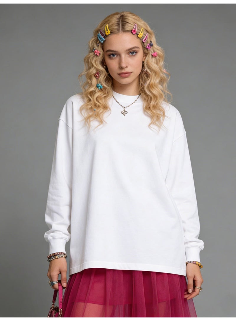 oversize 100% pure cotton long sleeve T-shirt | unisex casual basic T-shirt, suitable for daily and outdoor sports. - Image 4